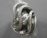 ESTATE MASSIVE 1.08CT DIAMOND 18KT WHITE GOLD 3D MULTI ROW COCKTAIL FUN RING