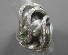 ESTATE MASSIVE 1.08CT DIAMOND 18KT WHITE GOLD 3D MULTI ROW COCKTAIL FUN RING