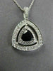 ESTATE LARGE 1.15CT DIAMOND & AAA SAPPHIRE 14K WHITE GOLD 3D DOUBLE HALO PENDANT