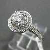 ESTATE .99CT DIAMOND 18K WHITE GOLD HALO 3D SOLITAIRE ENGAGEMENT RING AMAZING!