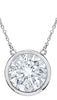 ESTATE 1.0CT DIAMOND 18KT WHITE GOLD ROUND CLASSIC SOLITAIRE BEZEL LOVE NECKLACE