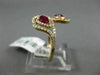 ESTATE .87CT DIAMOND & AAA RUBY 14K ROSE GOLD PEAR SHAPE FLOWER CRISS CROSS RING