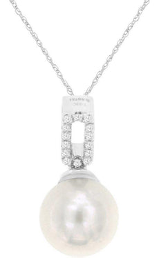 .05CT DIAMOND & AAA SOUTH SEA PEARL 14KT WHITE GOLD SOLITAIRE FLOATING PENDANT