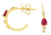 .45CT DIAMOND & AAA RUBY 14K YELLOW GOLD PEAR SHAPE & ROUND BY THE YARD EARRINGS