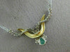 ANTIQUE 1.95CT DIAMOND & AAA EMERALD 14K WHITE & YELLOW GOLD SWIRL NECKLACE 6871