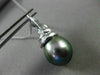 ESTATE LARGE .07CT DIAMOND 18KT WHITE GOLD TAHITIAN PEARL SWIRL FLOATING PENDANT