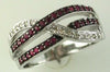 ESTATE .35CT DIAMOND & AAA RUBY 14K WHITE GOLD 3D CRISS CROSS INFINITY LOVE RING