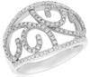 ESTATE WIDE .47CT DIAMOND 14KT WHITE GOLD 3D MULTI ROW OPEN FILIGREE FUN RING
