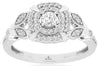 .40CT DIAMOND 14KT WHITE GOLD ROUND DOUBLE HALO FLORAL FILIGREE ENGAGEMENT RING
