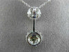 ESTATE 1.0CT ROUND DIAMOND 14K WHITE GOLD 3D FLOWER DOUBLE CLUSTER PENDANT #1939