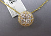 LARGE 1.0CT DIAMOND 18KT YELLOW GOLD CLUSTER FLOWER INVISIBLE FLOATING PENDANT