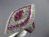ESTATE EXTRA LARGE 3.88CT DIAMOND & AAA RUBY 14KT WHITE GOLD MARQUISE SHAPE RING