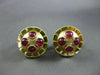 ANTIQUE LARGE 2.50CT AAA ROUND RUBY 18KT YELLOW GOLD CABOCHON EARRINGS #19166