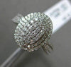 ESTATE WIDE .64CT ROUND DIAMOND 14KT WHITE GOLD 3D OVAL CLUSTER DOUBLE HALO RING