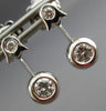 ESTATE .37CT DIAMOND 18K WHITE GOLD TULIP BEZEL HANGING FLOWER EARRINGS #11427