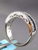 ESTATE .86CT DIAMOND & SAPPHIRE 14KT WHITE GOLD 3 ROW WEDDING ANNIVERSARY RING