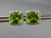 ESTATE 3.41CT DIAMOND & AAA PERIDOT 14KT WHITE GOLD SQUARE HALO CLASSIC EARRINGS