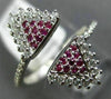 ESTATE WIDE .36CT DIAMOND & AAA RUBY 14KT WHITE GOLD TRIANGLE PAVE FLEXIBLE RING
