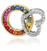 ESTATE .63CT DIAMOND & AAA MULTI COLOR SAPPHIRE 14KT 2 TONE GOLD HEART PENDANT
