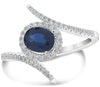WIDE 1.12CT DIAMOND & AAA SAPPHIRE 14KT WHITE GOLD OVAL 3D CRISS CROSS LOVE RING