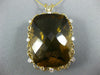 EXTRA LARGE 96.76CT DIAMOND & AAA SMOKY TOPAZ 14KT YELLOW GOLD FILIGREE PENDANT