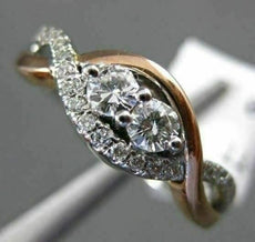 ESTATE .35CT DIAMOND 14K WHITE & ROSE GOLD 3D 2 STONE INFINITY LOVE PROMISE RING