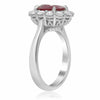 GIA CERTIFIED 3.66CT DIAMOND & AAA RUBY PLATINUM 3D SQUARE HALO PROMISE RING