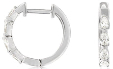 .50CT DIAMOND 14KT WHITE GOLD 3D PEAR SHAPE 4 STONE HUGGIE HOOP HANGING EARRINGS