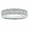 ESTATE WIDE .82CT DIAMOND 18K WHITE GOLD THREE ROW SEMI WEDDING ANNIVERSARY RING
