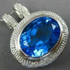 ESTATE EXTRA LARGE 45.25CT DIAMOND & BLUE TOPAZ 14K WHITE GOLD HALO OVAL PENDANT