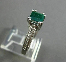 ESTATE 1.14CT AAA EMERALD & DIAMOND 14KT WHITE GOLD ENGAGEMENT RING #22248