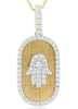 ESTATE .33CT DIAMOND 14KT 2 TONE GOLD 3D OVAL LUCKY HAMSA FLOATING PENDANT