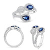 LARGE 1.65CT DIAMOND & AAA SAPPHIRE 18K WHITE GOLD MULTI SHAPE MULTI FLOWER RING