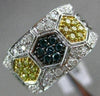 ESTATE WIDE 1.36CT MULTI COLOR DIAMOND 14KT WHITE GOLD HEXAGON ANNIVERSARY RING
