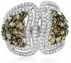 ESTATE LARGE 2.55CT WHITE & CHOCOLATE FANCY DIAMOND 18KT WHITE & ROSE GOLD RING