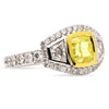ESTATE LARGE 2.70CT WHITE & CANARY DIAMOND 18KT TWO TONE GOLD 3D ENGAGEMENT RING