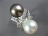 LARGE .57CT DIAMOND AAA SOUTH SEA & TAHITIAN PEARL 14KT WHITE GOLD 3D RING #2372