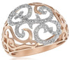 ESTATE WIDE .16CT DIAMOND 14KT ROSE GOLD 3D OPEN FILIGREE FUN RING