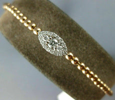 .28CT DIAMOND 18K WHITE & ROSE GOLD 3D MARQUISE CLUSTER FLEXIBLE BANGLE BRACELET