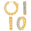 2.35CT DIAMOND 14KT YELLOW GOLD 3D CLASSIC 5 STONE HUGGIE HOOP HANGING EARRINGS