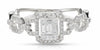 ESTATE .35CT DIAMOND 14K WHITE GOLD ROUND & BAGUETTE CLUSTER INVISIBLE LOVE RING
