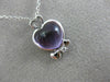 ESTATE 2.64CT DIAMOND & AMETHYST 18K WHITE GOLD HEART SHAPE LOVE HANGING PENDANT