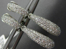 ESTATE LONG 2.13CT DIAMOND 18KT WHITE GOLD 3D PAVE MULTI ROW CLIP ON EARRINGS