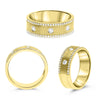 .28CT DIAMOND 14KT YELLOW GOLD ROUND ETOILE 3 ROW MATTE & SHINY ANNIVERSARY RING