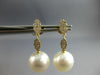 ESTATE LARGE .45CT DIAMOND & AAA SOUTH SEA PEARL 18KT YELLOW GOLD CLASSIC LEAF EARRINGS