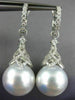 LARGE .95CT DIAMOND & SOUTH SEA PEARL 18KT WHITE GOLD FILIGREE HANGING EARRINGS