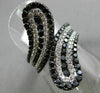 ESTATE LARGE 3.83CT WHITE & BLACK DIAMOND 14K WHITE GOLD 3D CRISS CROSS FUN RING