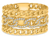 LARGE .15CT DIAMOND 14KT YELLOW GOLD MULTI OVAL LINK 3 ROW FUN ANNIVERSARY RING