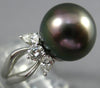 ESTATE .75CT DIAMOND & AAA TAHITIAN PEARL PLATINUM ROUND & PEAR SHAPE LOVE RING