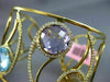 ESTATE LARGE 16.94CT DIAMOND & AAA MULTIGEM 14K YELLOW GOLD LEAF BANGLE BRACELET